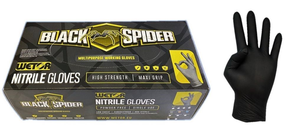 BLACK SPIDER -NITRILE GLOVES DIAMOND BLACK